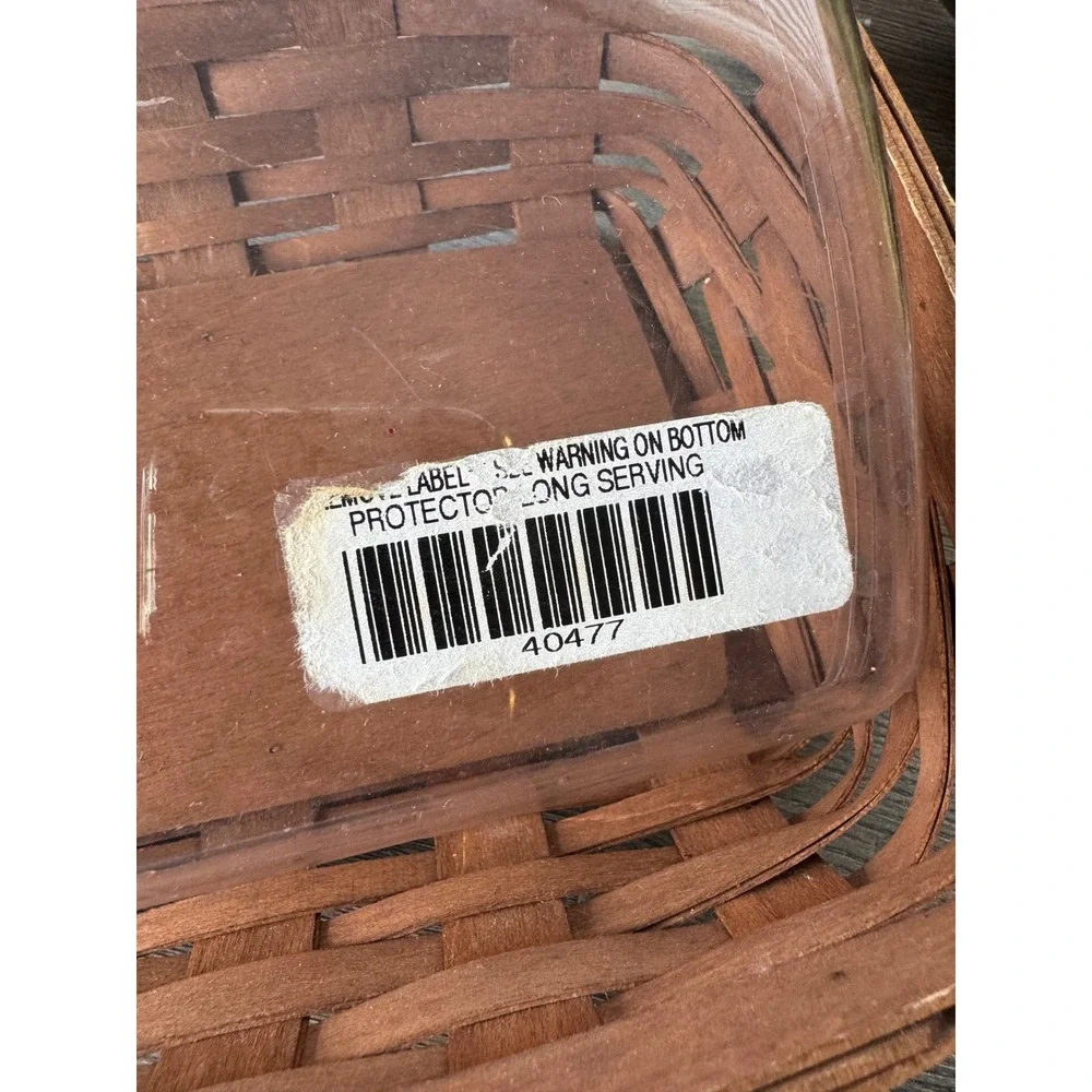 Longaberger 2007 Rectangular Handmade Basket with Plastic Liner Brown Woven Wood